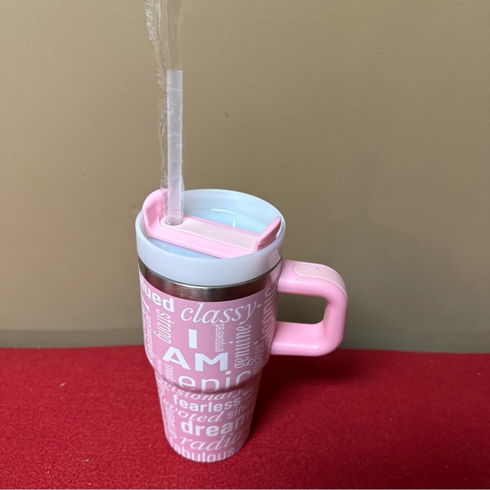 Sephora’s LYS Tumbler W/Handle Cute Pink Insulated Water Bottle Straw Lid New